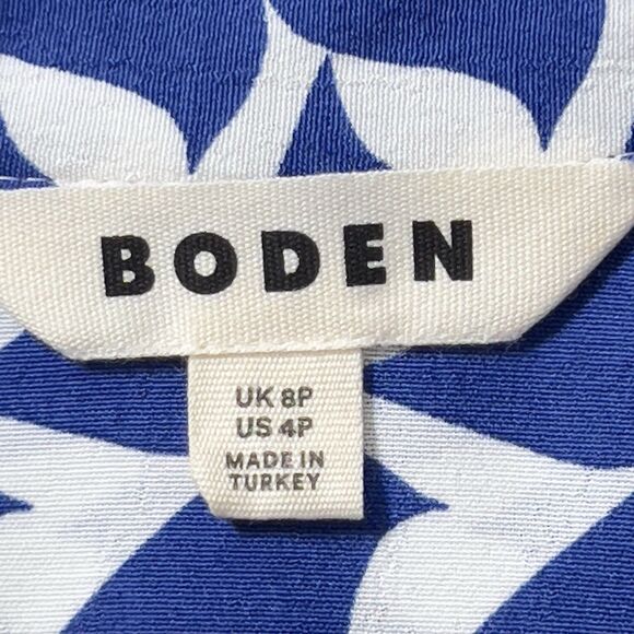 Boden Kate Midi Shirt Dress Womens Sz 4P Blue Birdie Long Sleeve Belted - Picture 8 of 13